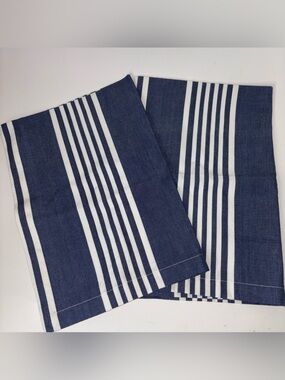 Set of 2 Annie Selke Bistro Dish Tea Towels Blue Stripes 29" x 20"